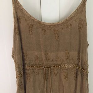 Embroidered dust-gold dress